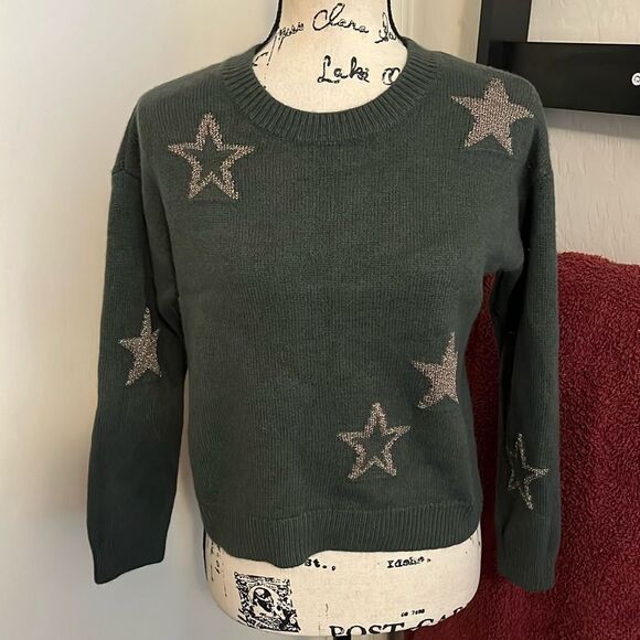 Rails Perci Olive Green Star Design Pullover Boho Sweater Contemporary - Picture 4 of 12